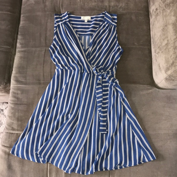 royal blue and white striped dress